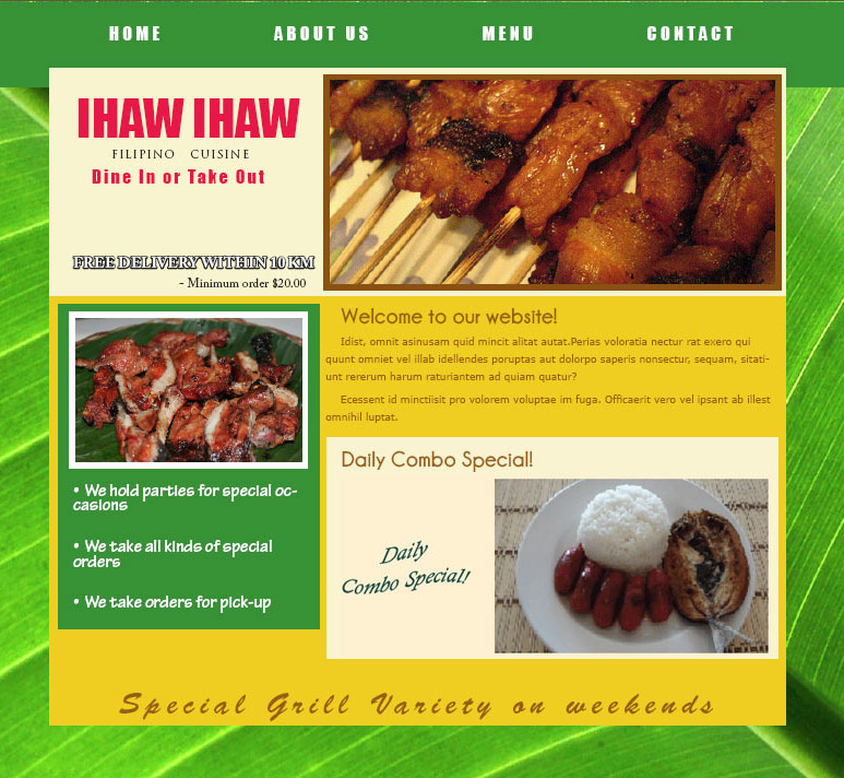 PB Web Solutions Ltd sample website design, Ihaw - ihaw Filipino Restaurant